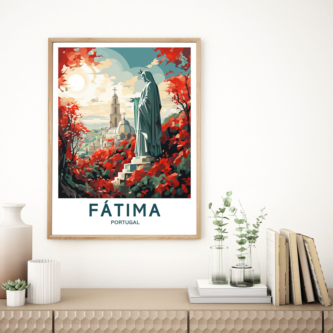 Fatima Portugal Sanctuary Pilgrimage Church Autumn Travel Poster - Image 3