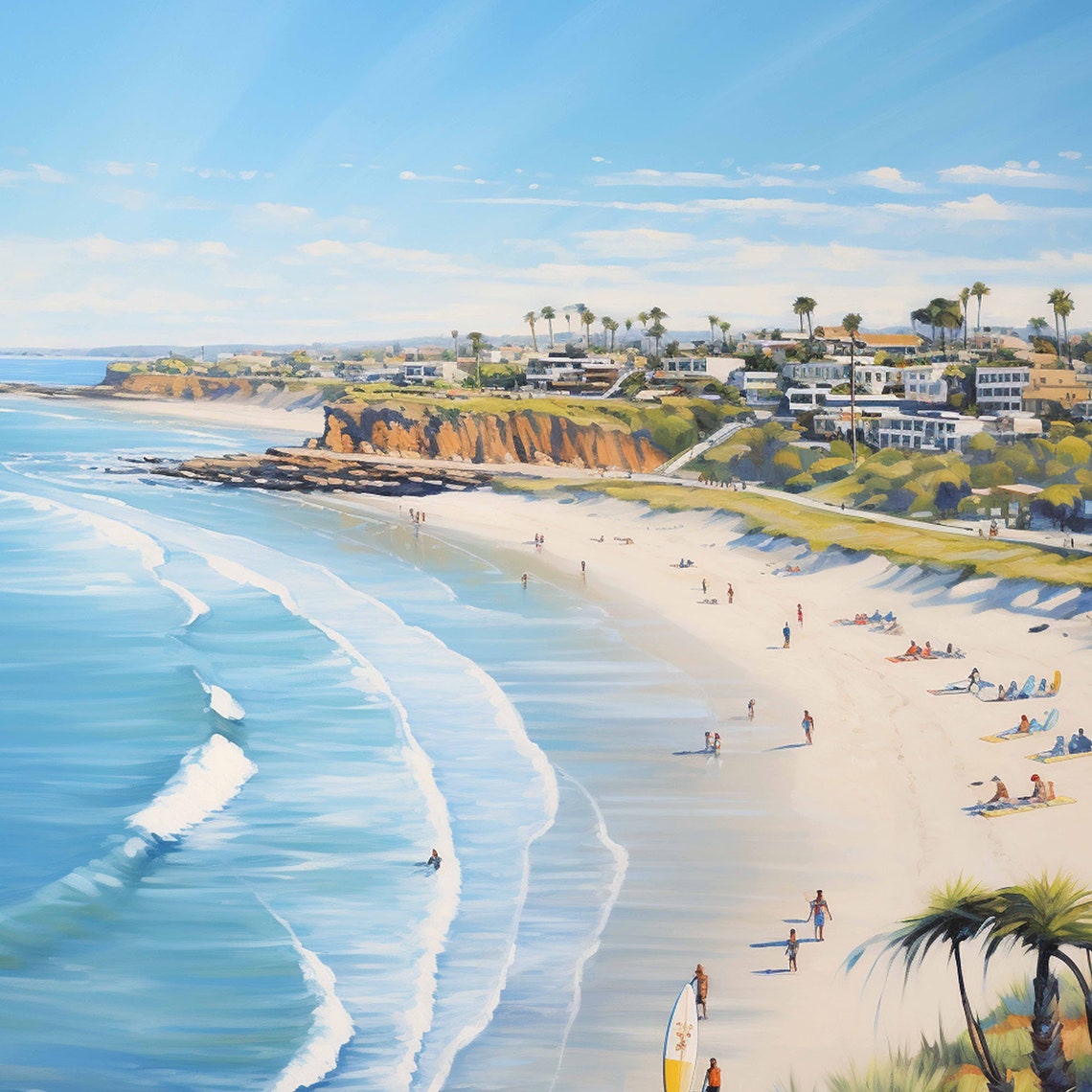 Grandview Leucadia California Coastal Surf Beach Travel Poster - Image 4
