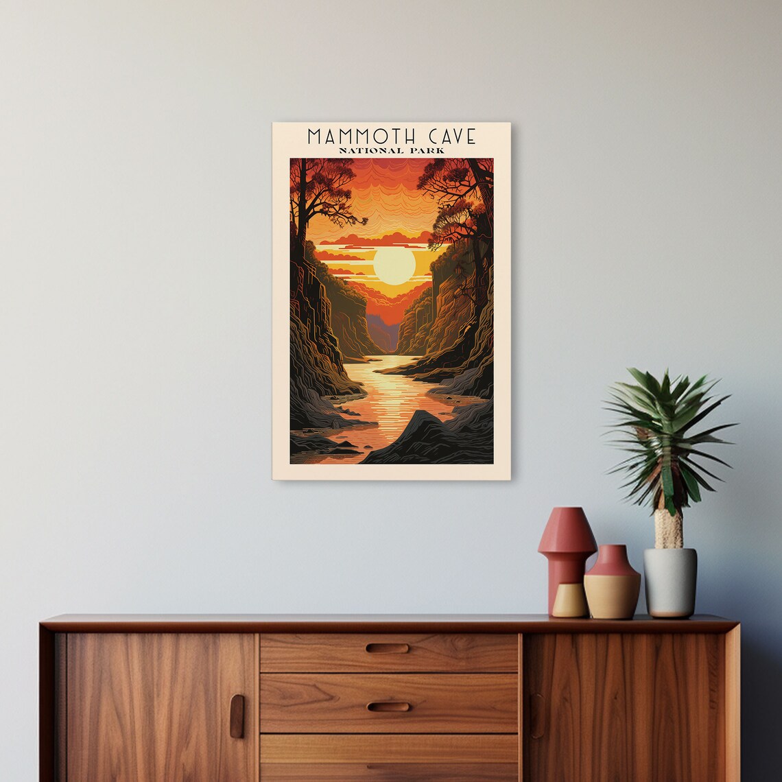 Mammoth Cave National Park Sunset River Cliffs Travel Poster