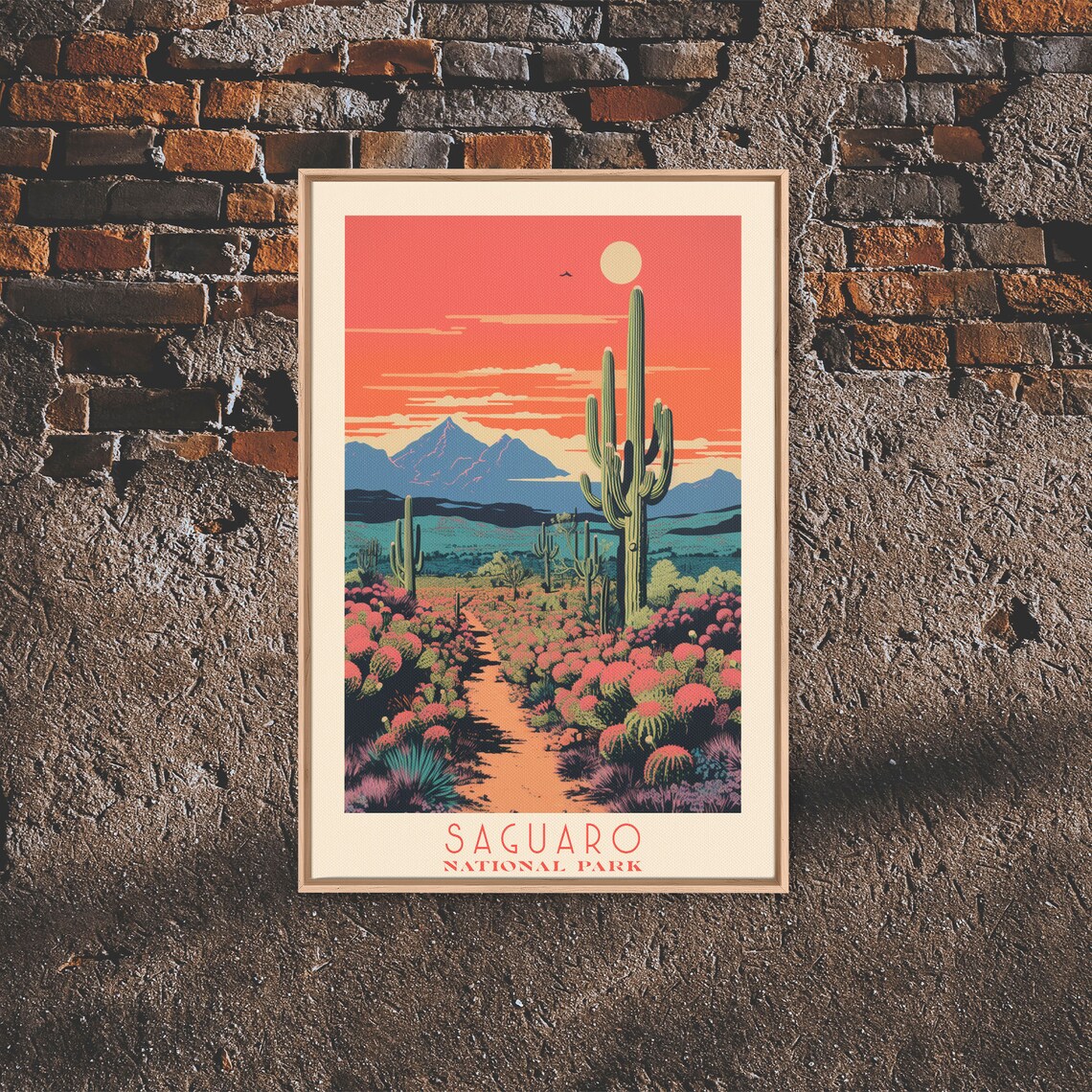 Saguaro National Park Desert Sunset Saguaro Cactus Travel Poster - Image 3