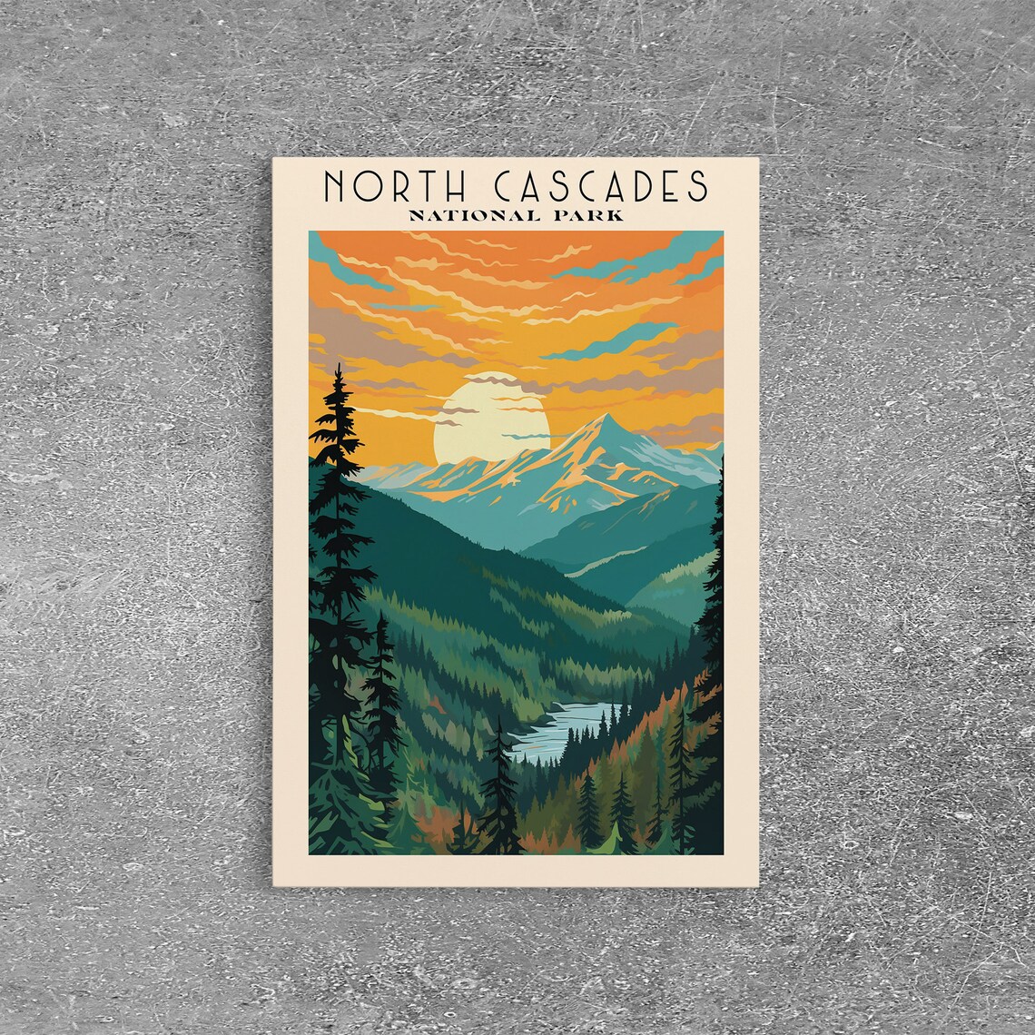 North Cascades National Park Sunset Snowy Peak Valley Travel Poster - Image 3