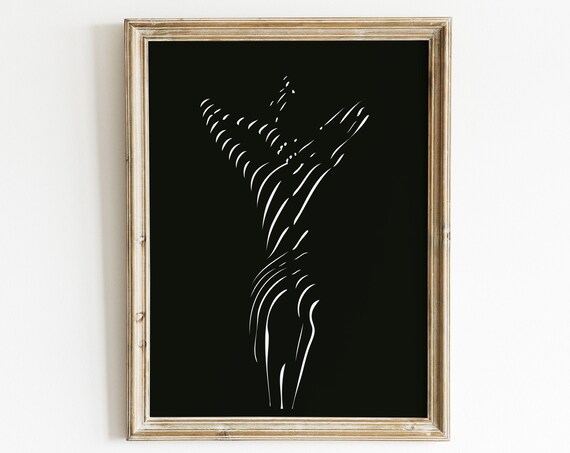 Black And White Abstract Nude Woman Line Art Feminine Poster