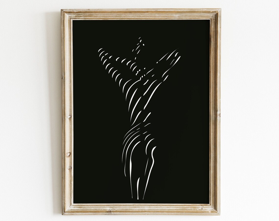 Black And White Abstract Nude Woman Line Art Feminine Poster