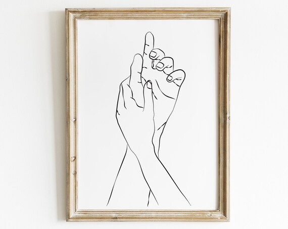 Man And Woman Holding Hands Print Line Art Poster Vertical Square Love Lovers Couple Instant
