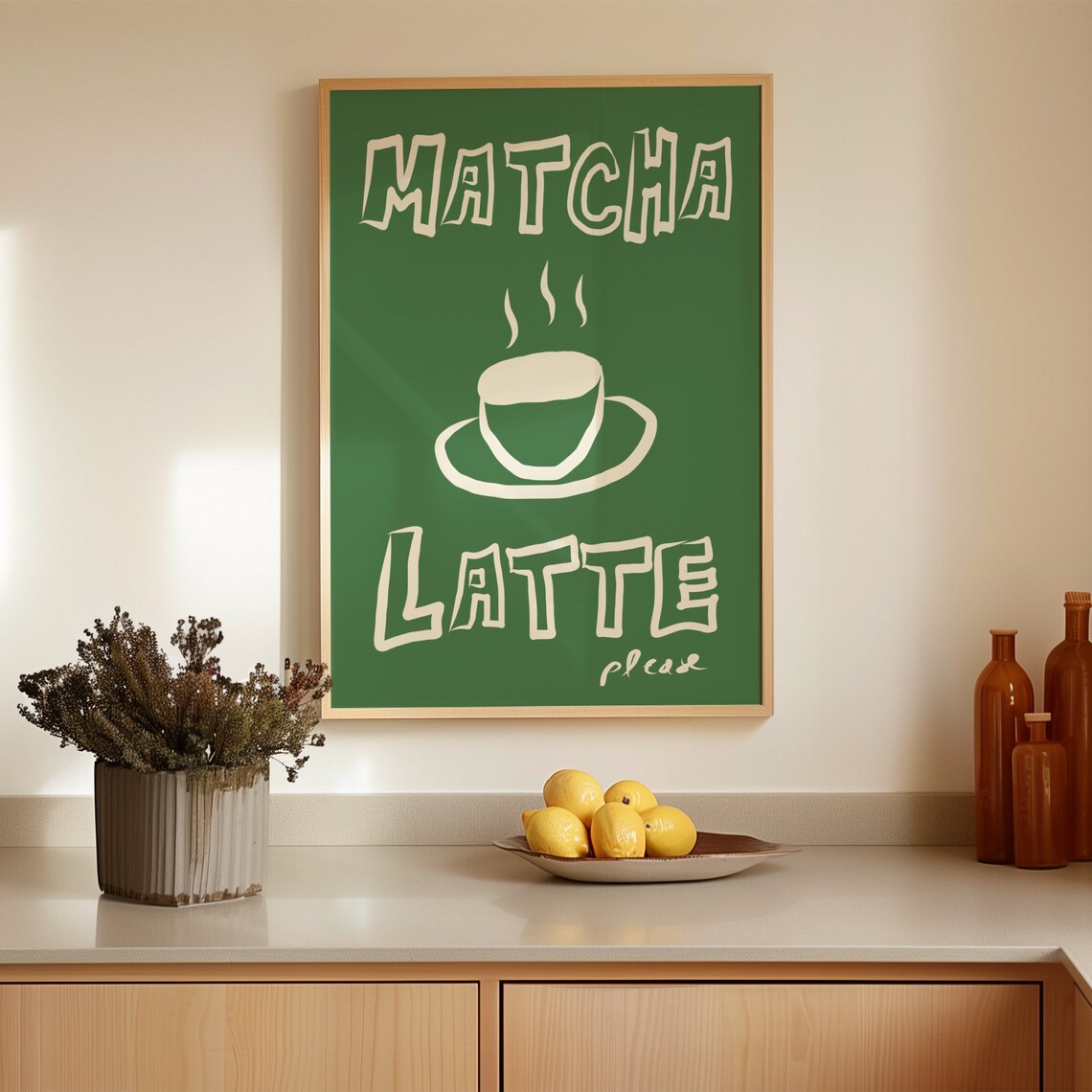 Matcha Latte Poster, Kitchen Wall Art Print - Image 3