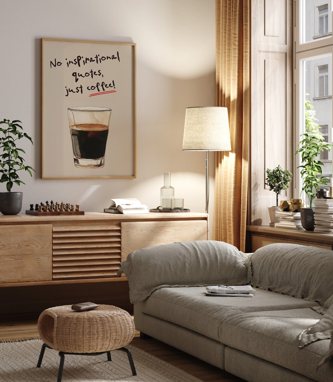 No Inspirational Quotes Just Coffee Funny Espresso Art Poster - Image 3
