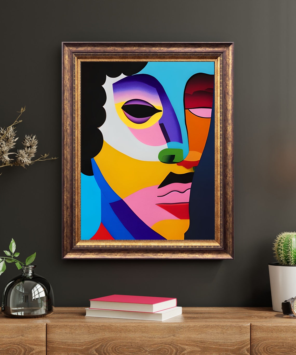 Gustav Bold Cubist Face Flat Color Blocks Modern Abstract Art Print - Image 2