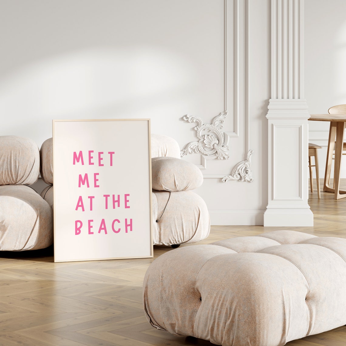 Meet Me at the Beach Pink Coastal Typography Summer Quote Poster - Image 2