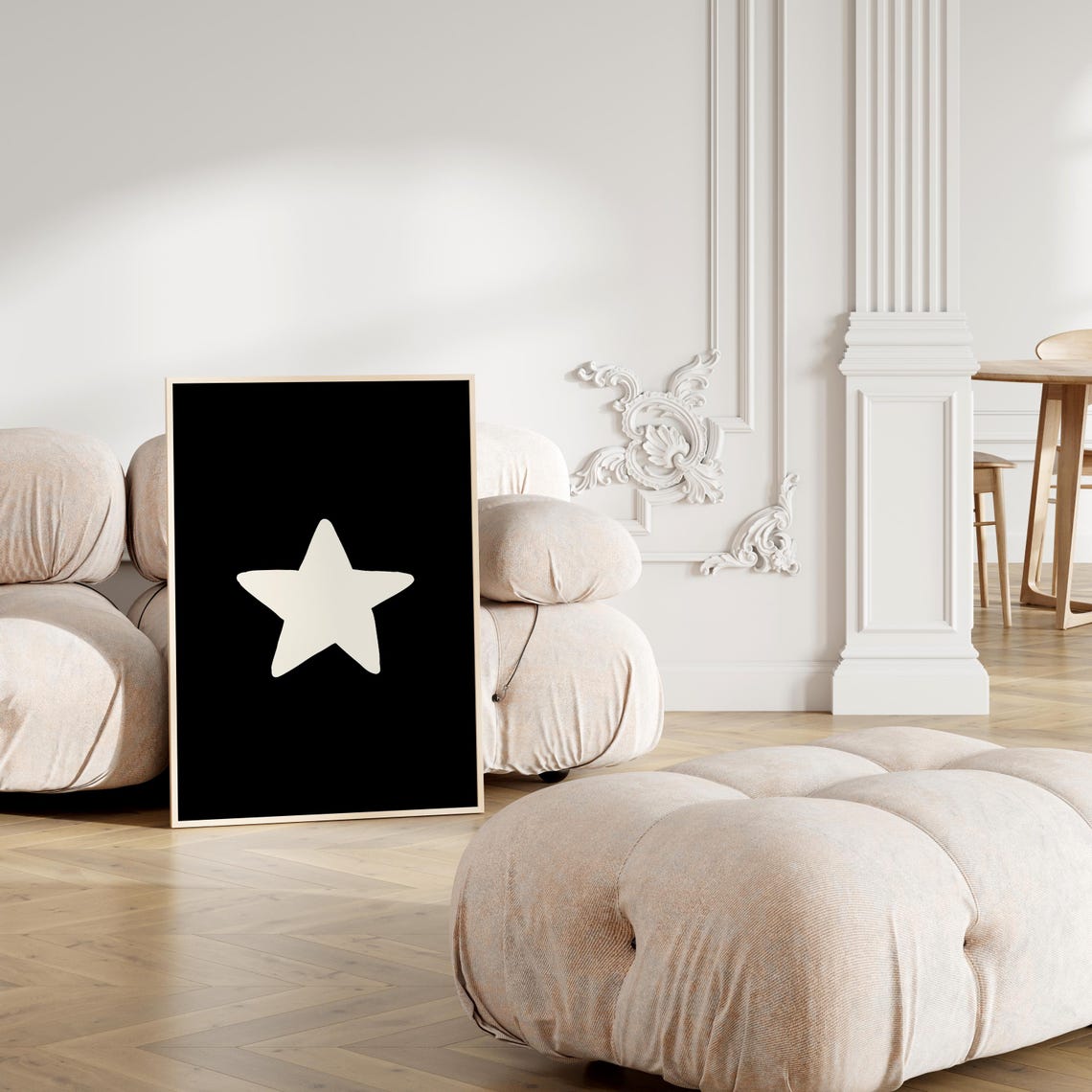 Black Star Vertical Minimalist Modern Dorm Room Wall Art Piece - Image 2
