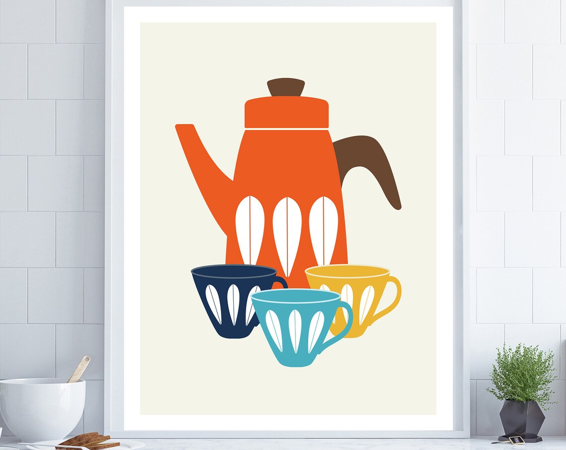 Retro Coffee and Tea Kitchen Wall Art Poster
