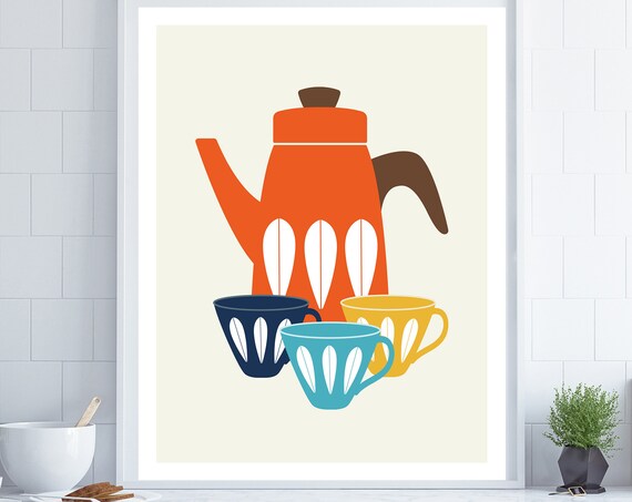 Retro Coffee and Tea Kitchen Wall Art Poster