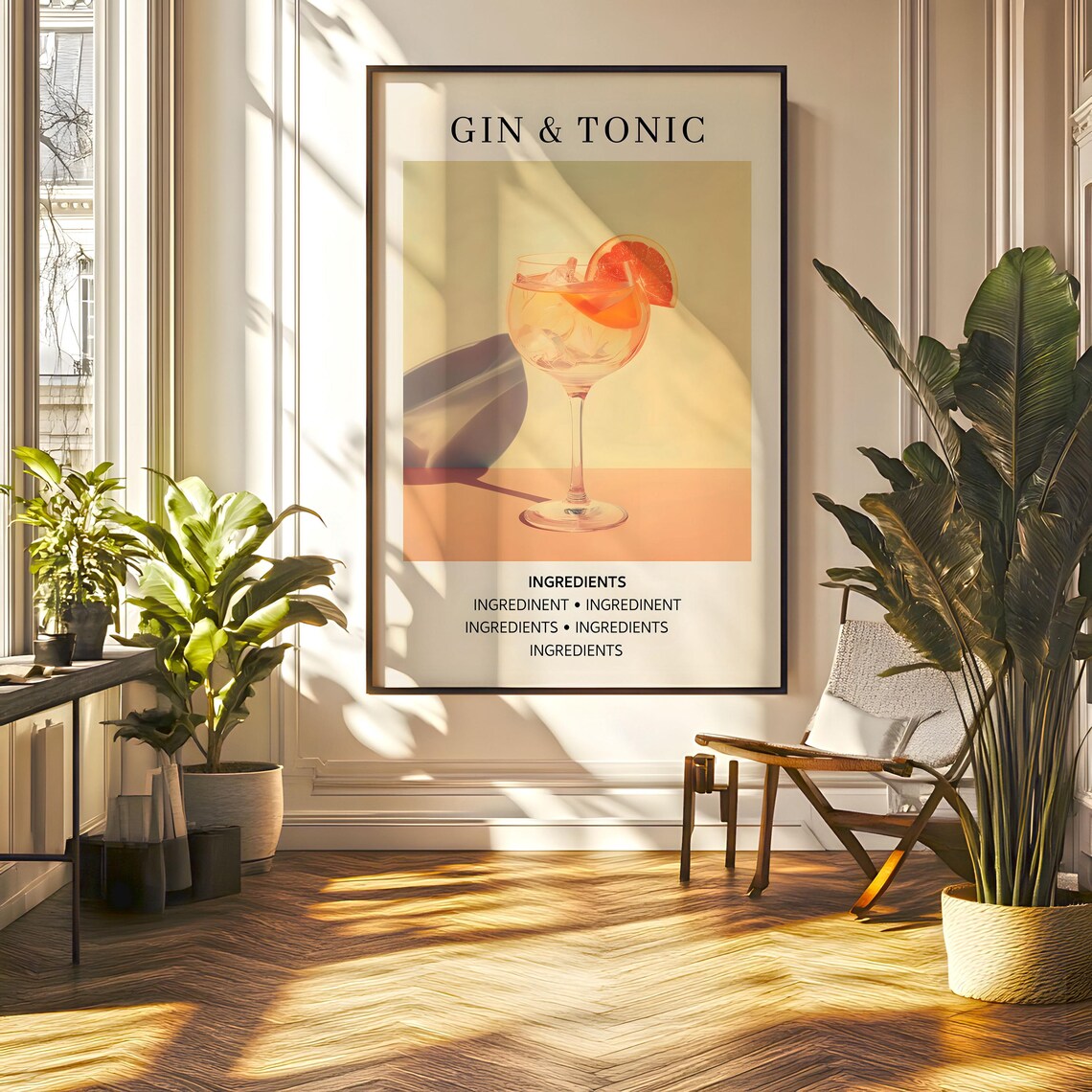 Retro Gin Tonic - Drink Ingredients Art - Image 2