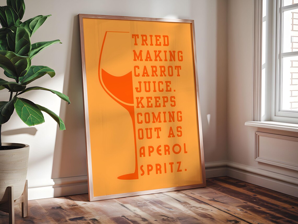 Aperol Spritz Art Print, Italian Cocktail Home Bar - Image 6