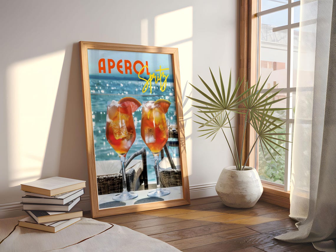 Aperol Spritz, Italian Drink Art for Bar Decor - Image 3
