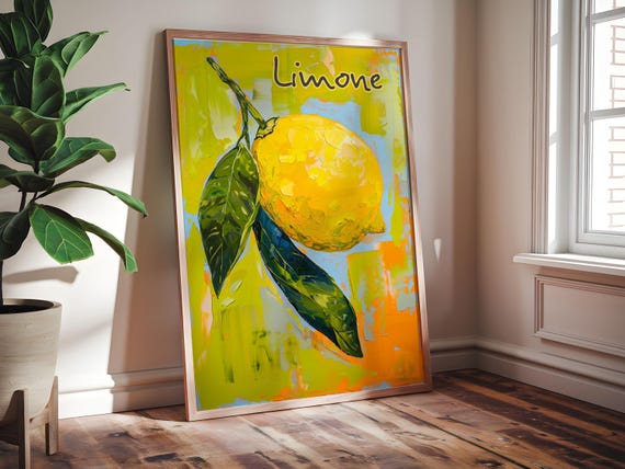 Italian Lemon Art Print Oakash Wood Frame Ready To Hang