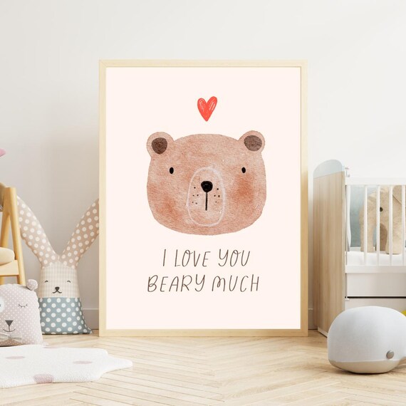 Watercolor Bear Nursery Print I Love You Beary Much