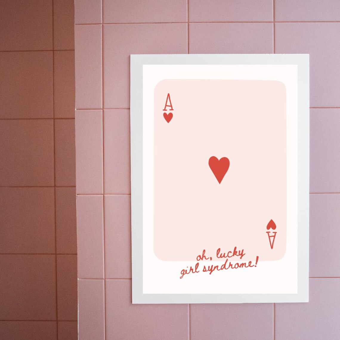 Lucky Girl Syndrome Card Illustration Girly Pink Print