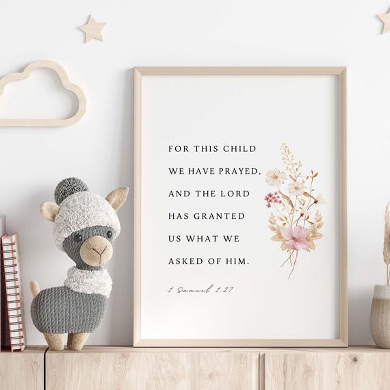 For This Child We Have Prayed 1 Samuel 127 Christian Baby Boy Girl Nursery Sign Shower Decor Bible Verse Wall Art Print