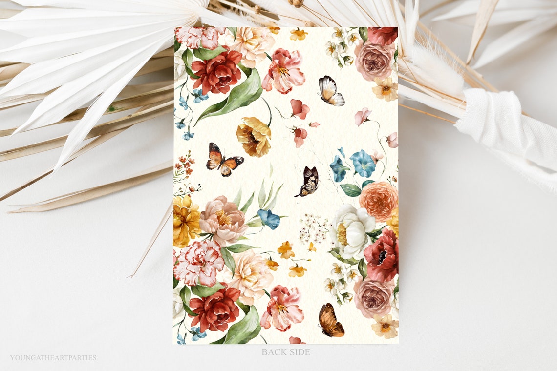 Wildflower 5th Birthday Invitation Butterfly Floral FIVE Party Print - Image 5