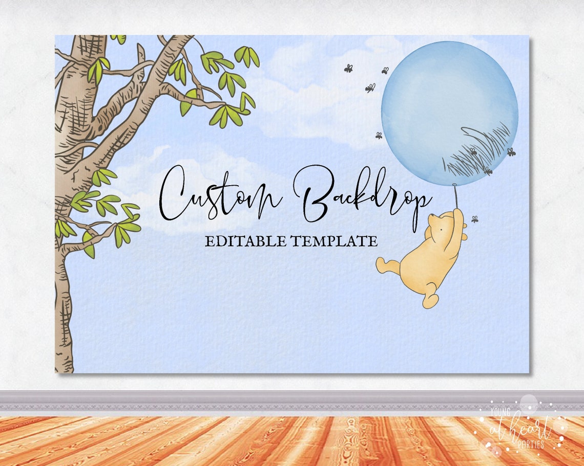 Classic Winnie the Pooh Custom Backdrop Banner Editable Print
