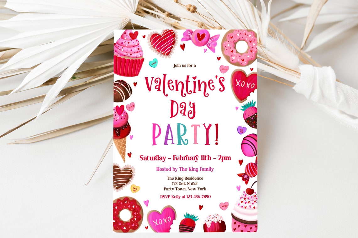 Valentines Day Candy Sweets Party Invitation for Kids Poster
