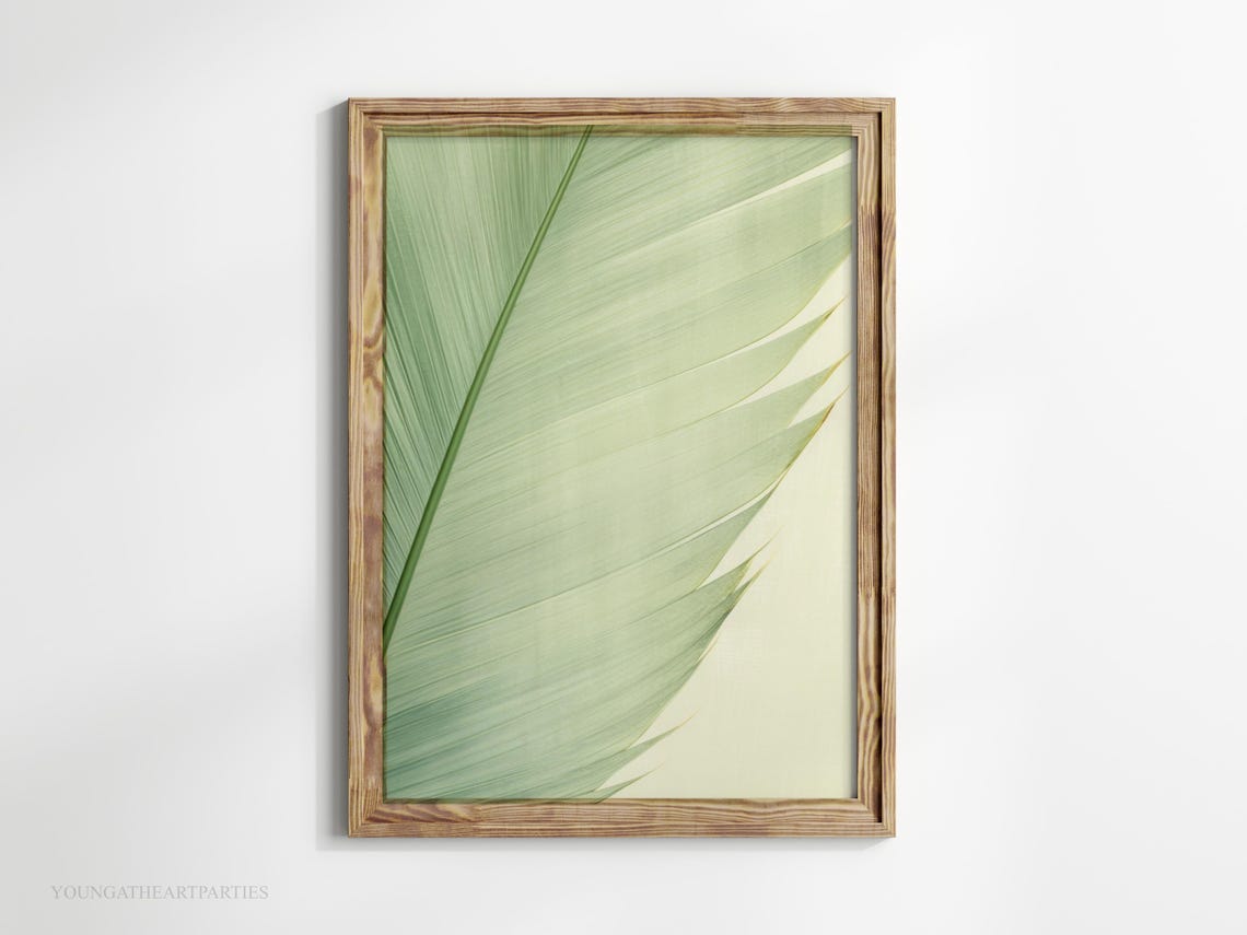 Lime Cream Palm Leaf Botanical Minimalist Modern Decor Wall Art - Image 6