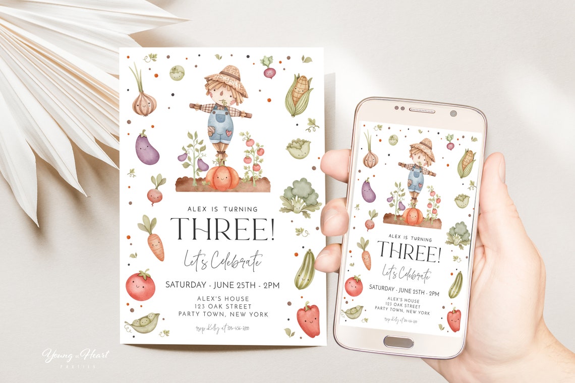 Farmers Market Birthday Invitation Template Cute Vegetables Birthday Invite Kids Garden Birthday Party Boys Home Grown Birthday Corjl - Image 4