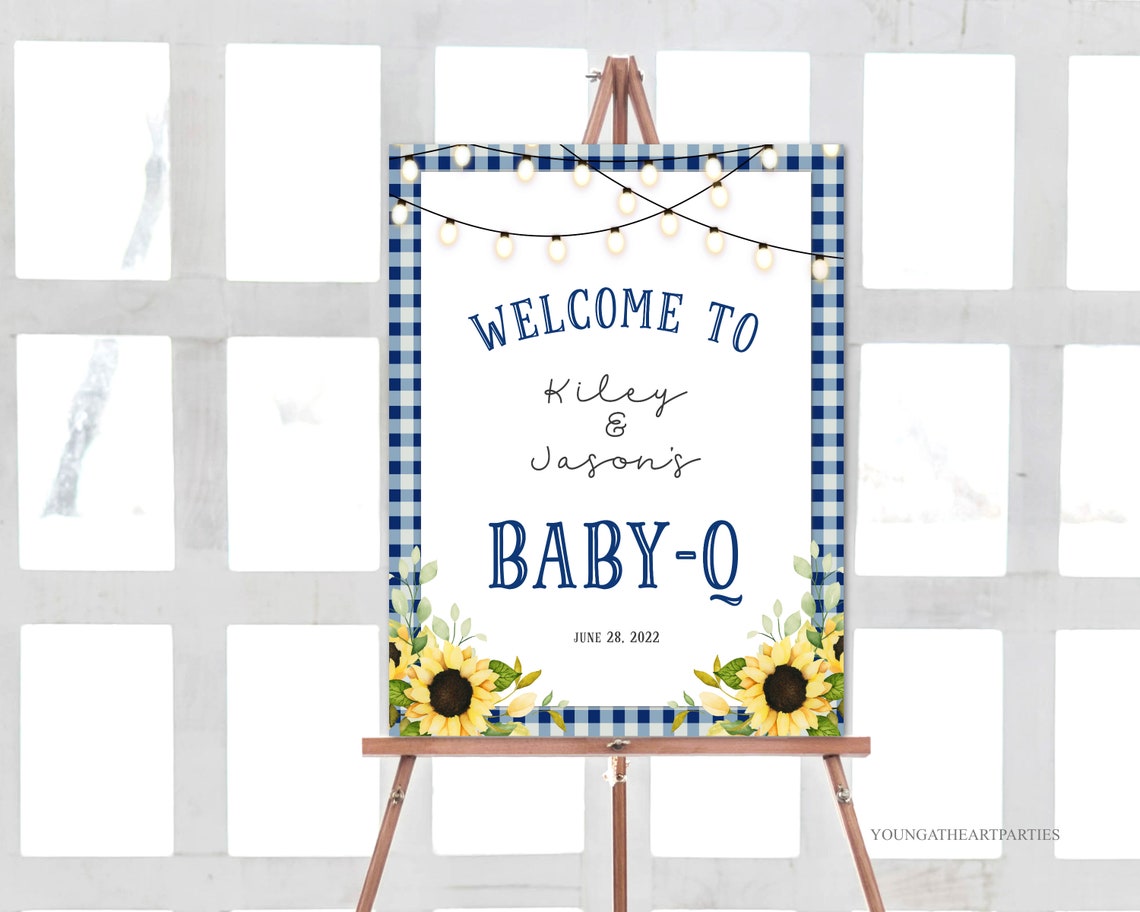 Navy Blue Babyq Welcome Sign Editable Baby Q Shower Sign Bbq Baby Shower Sign Barbecue Baby Shower Poster Couples Baby Shower Sign