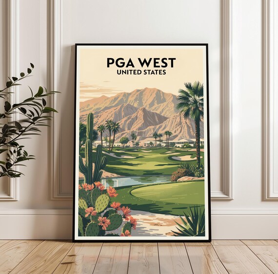 PGA West United States Golf Course With Cactus And Palms Travel Poster
