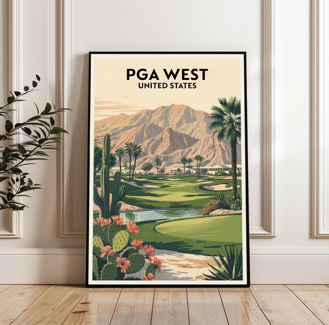 PGA West United States Golf Course With Cactus And Palms Travel Poster