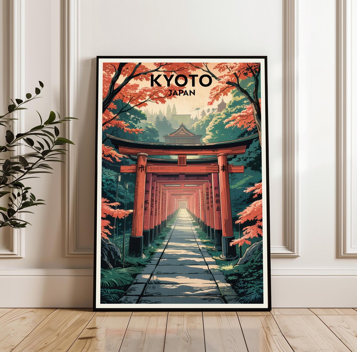 Kyoto Japan Red Torii Gates Fushimi Inari Autumn Travel Poster