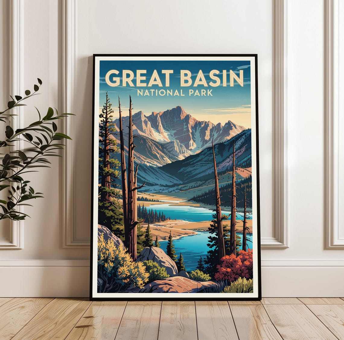 Great Basin National Park Mountain Lake Vintage Travel Poster