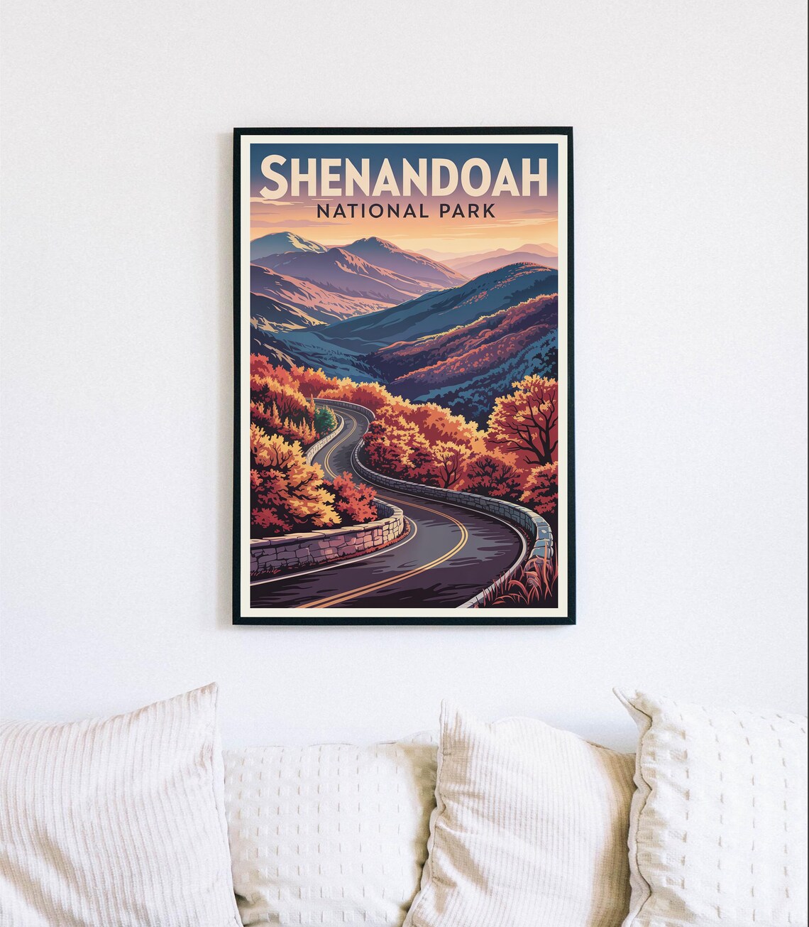 Shenandoah National Park Winding Autumn Mountain Road Travel Poster