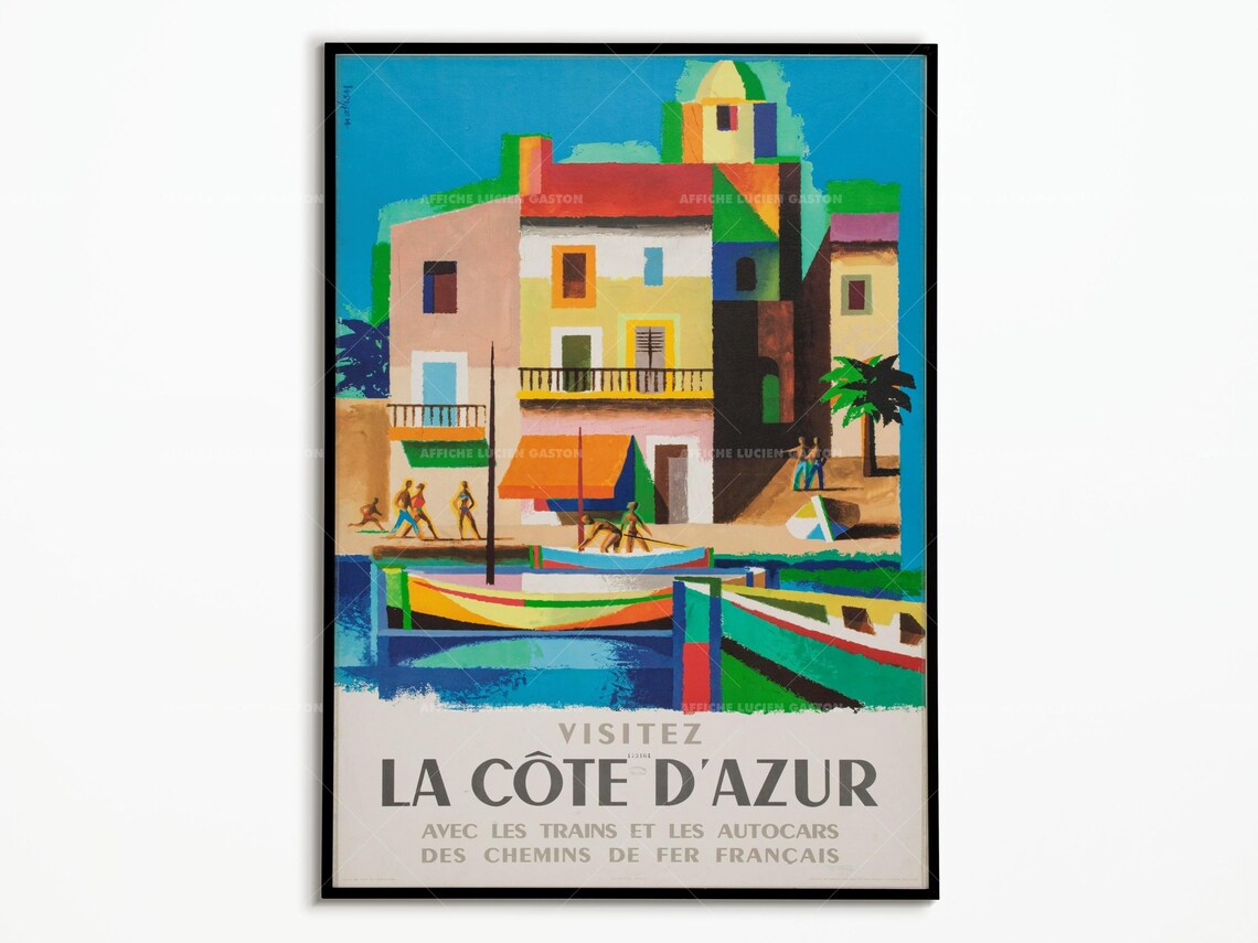 Visitez La Cote d Azur French Riviera Vintage Railway Travel Poster