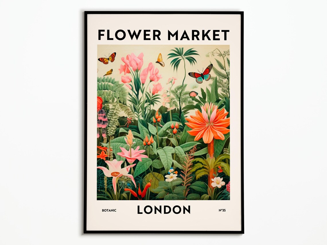 Flower Market London Art Print, Botanical Decor