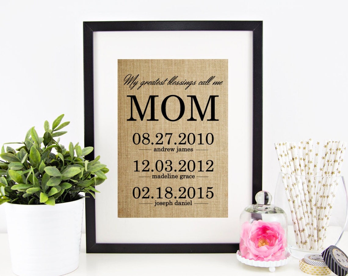 My Greatest Blessings Call Me Mom Kids Birth Dates Custom Name Poster