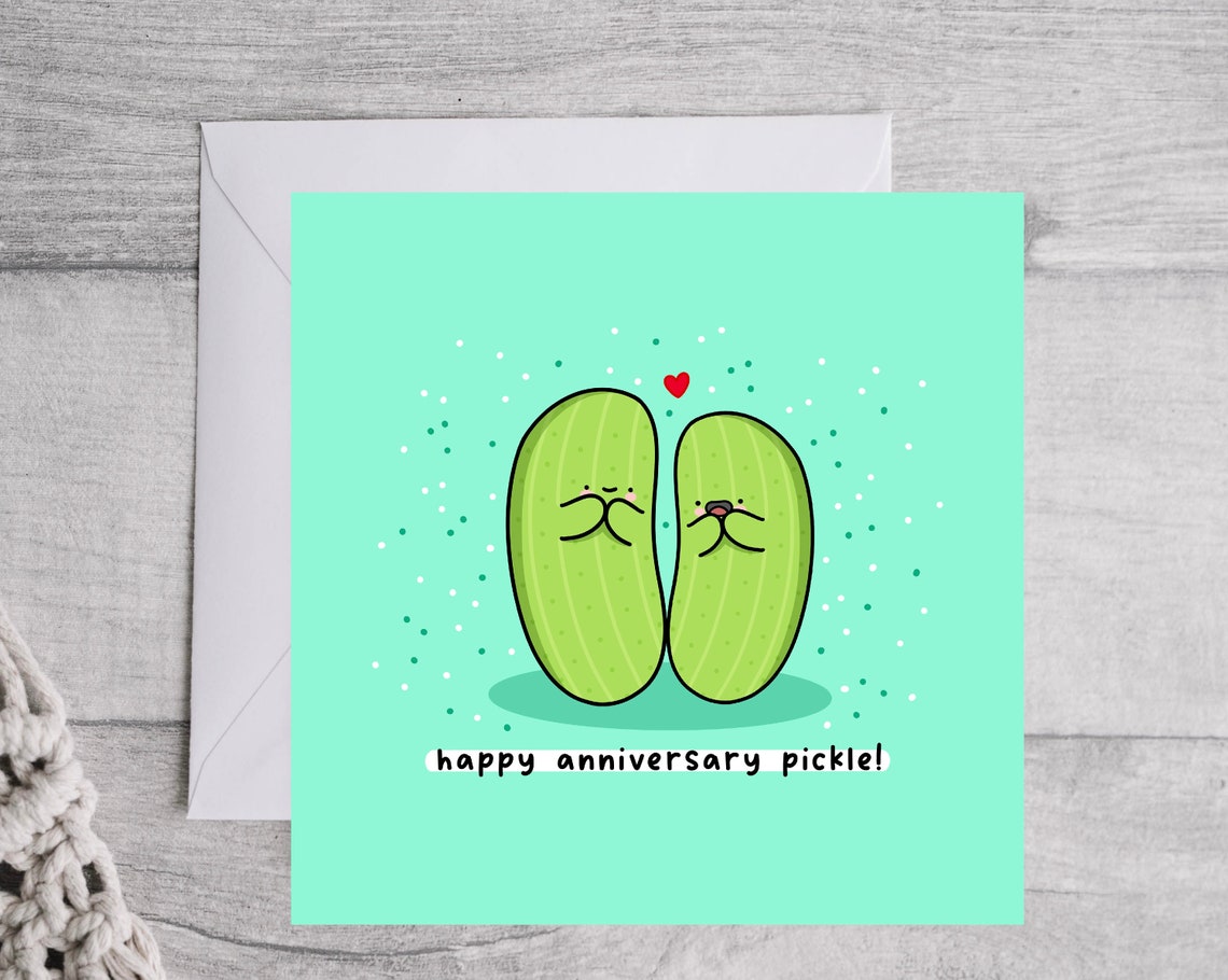 Happy Anniversary Pickle Kawaii Pickle Couple Love Card Poster - Image 3