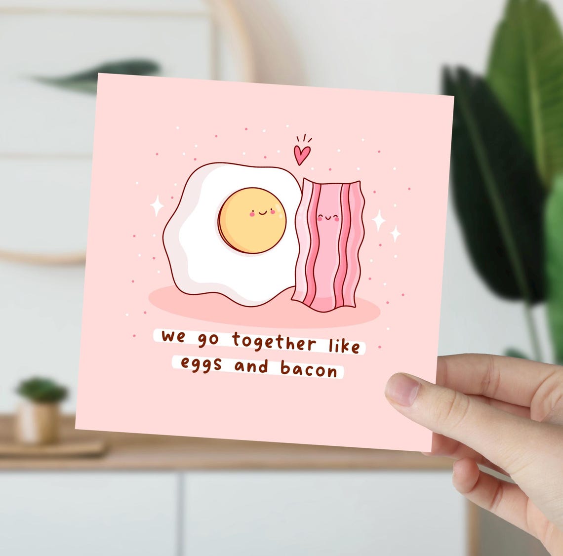 Kawaii We Go Together Like Eggs and Bacon Pun Love Art Print - Image 6