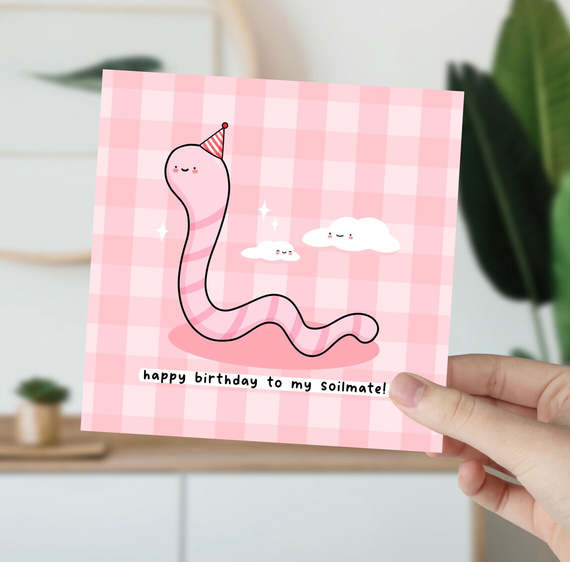 Happy Birthday Soilmate Worm Pun, Cute Kawaii Poster - Image 5