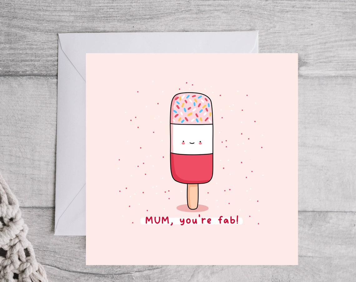 Mum Youre Fab Kawaii Fab Ice Lolly Mothers Day Card Gift Poster - Image 3