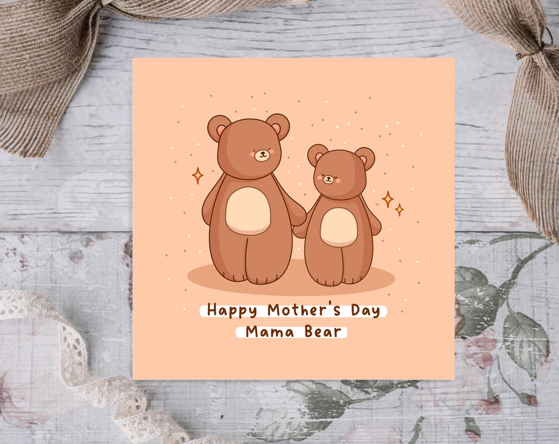 Kawaii Happy Mothers Day Mama Bear and Cute Cub Pun Art Print - Image 2