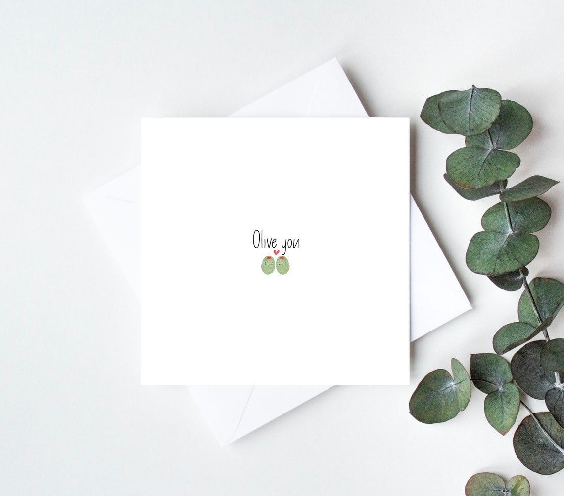 Olive You Adorable Pun Love Card For Anniversary Valentine Wall Art - Image 5