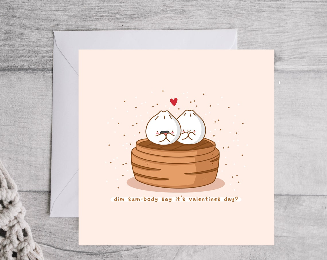 Kawaii Dim Sum Bao Steamer Valentines Day Pun Poster with Heart - Image 2