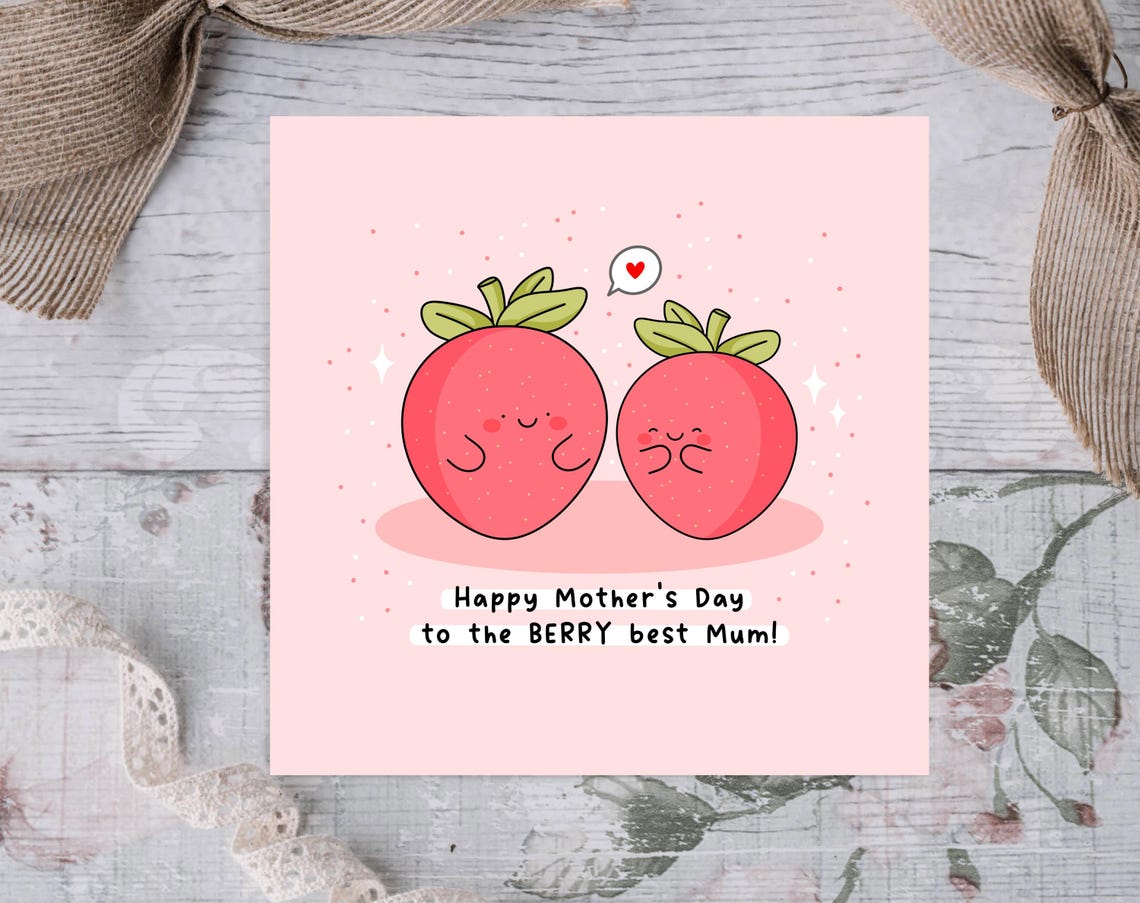 Kawaii Happy Mothers Day to the BERRY Best Mum Pun Art Print - Image 2