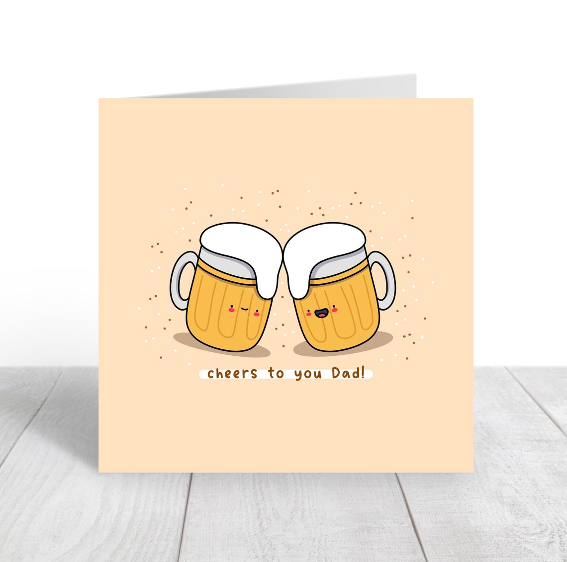 Beer Mugs Clinking Cheers To You Dad Funny Fathers Day Wall Art - Image 5