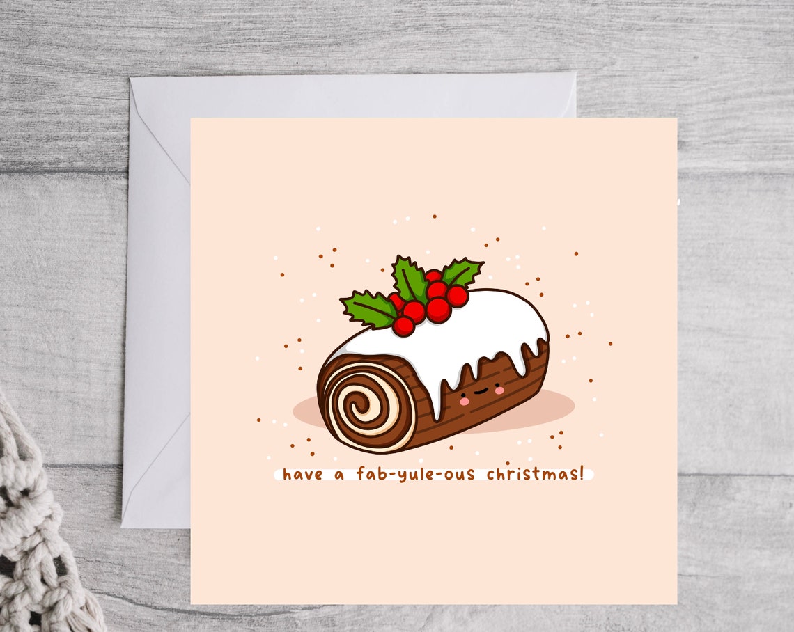 Have A Fab-Yule-Ous Christmas Yule Log Illustrated Card Print - Image 4