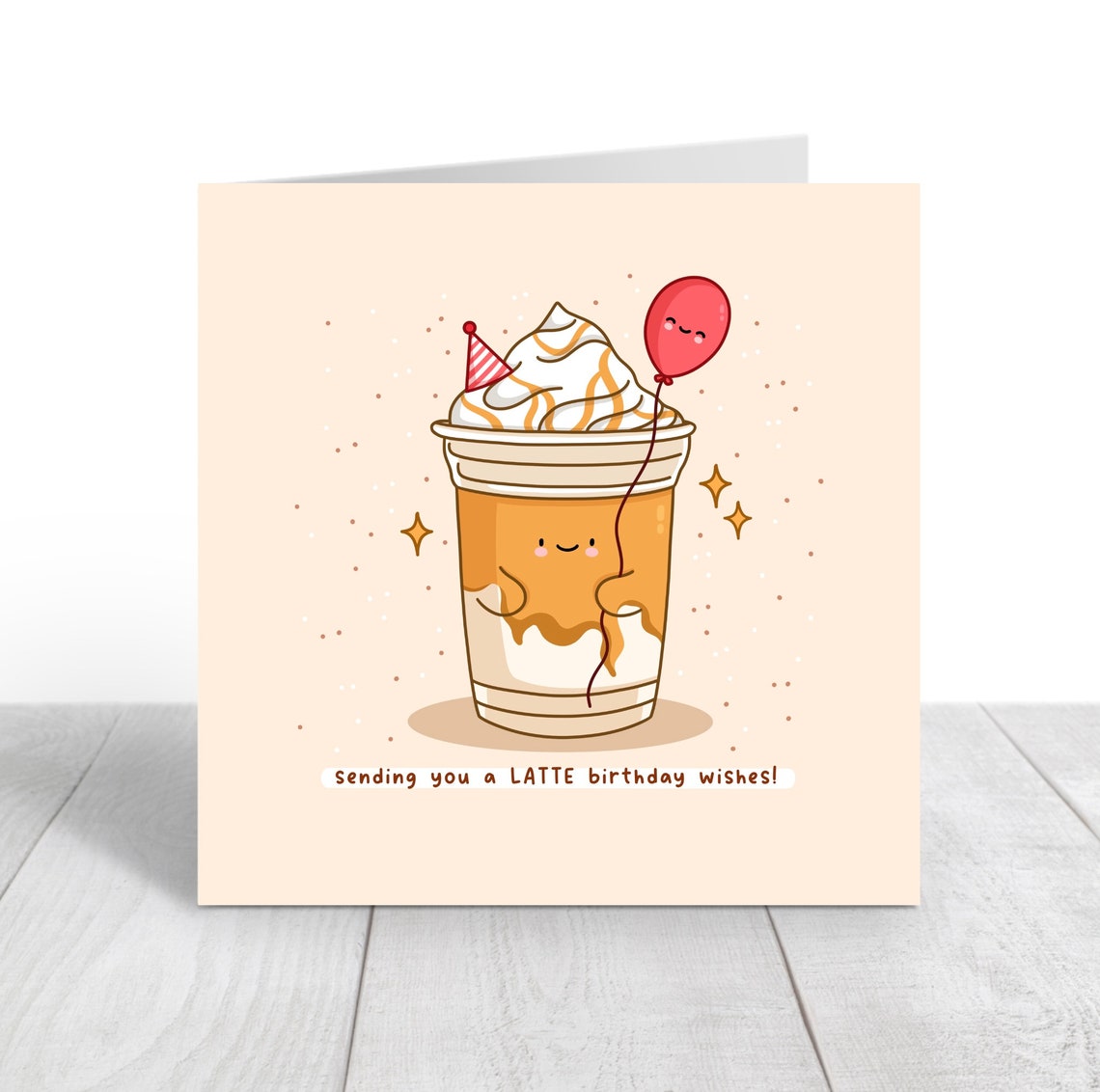 Iced Latte Cup Party Hat Sending A Latte Birthday Wishes Wall Art - Image 5