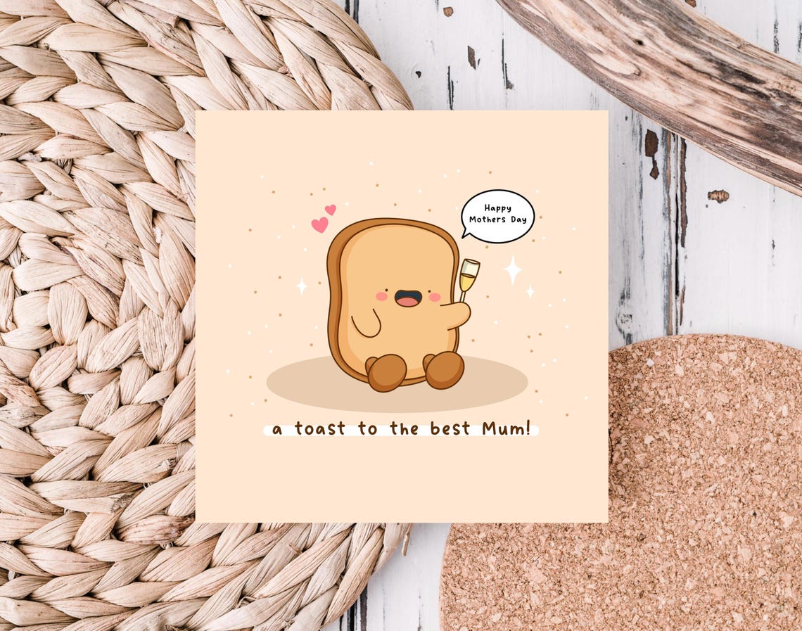 Kawaii A Toast to the Best Mum Champagne Pun Mothers Day Print - Image 5