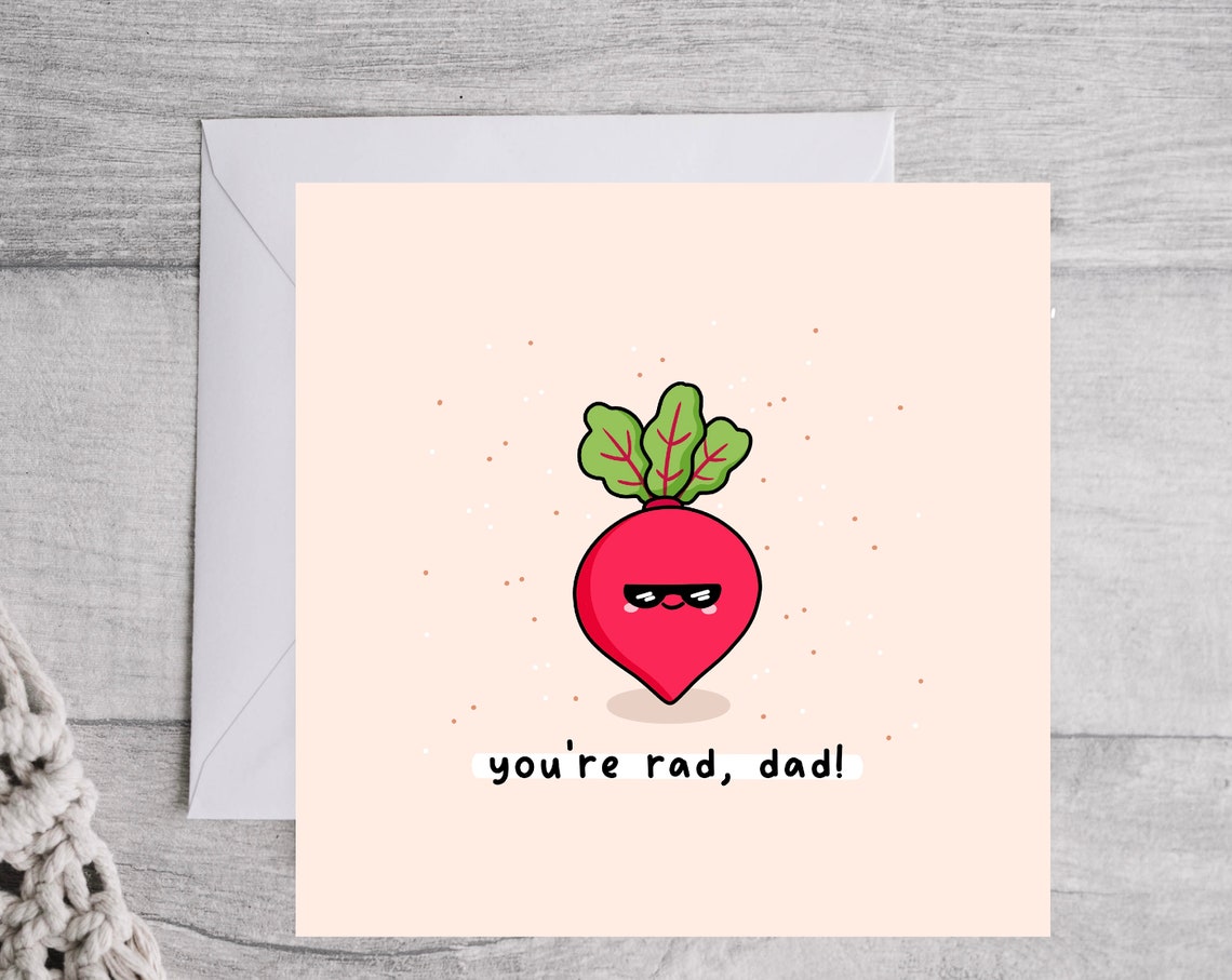 Youre Rad Dad Cute Beetroot Fathers Day Pun Illustrated Card Print - Image 3