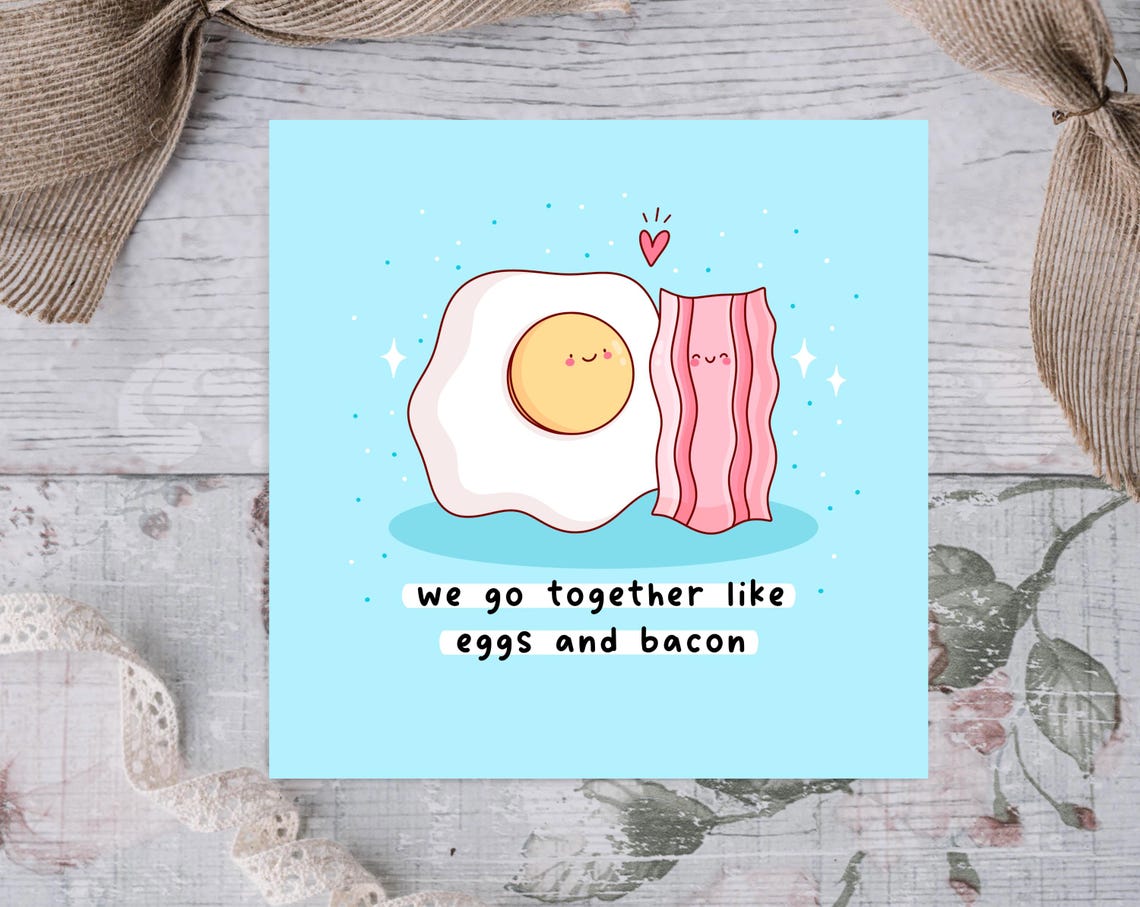 We Go Together Like Eggs And Bacon Kawaii Breakfast Love Poster - Image 2